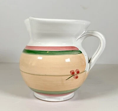 Jarra vintage estilo Caleca bronceada, verde, rosa floral hecha en Italia Foto 1 de 4