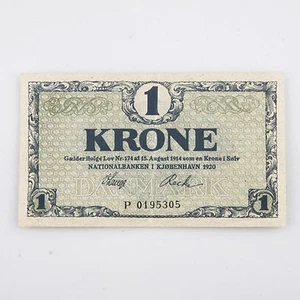 1920 DENMARK 1 KRONE NOTE CRISP - Picture 1 of 1