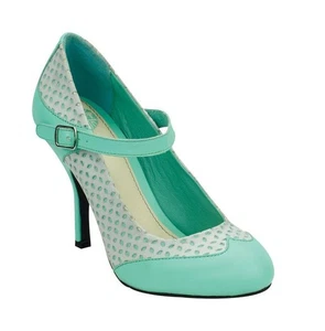 T.U.K. Pump A8565L Mint With Grau Diamond Punch Overlay Bombshell Heel - Picture 1 of 6