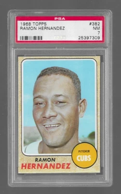 1968 Topps #382 Ramon Hernandez, Chicago Cubs PSA 7 NM - Image 1 of 3