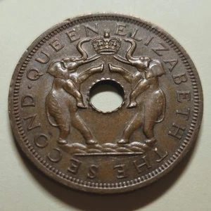 Rhodesie & Nyassaland 1 Penny 1962 Km#2 Zimbabwe Élisabeth II - Foto 1 di 2