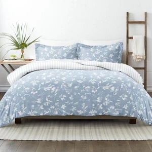 Becky Cameron Premium Ultra Soft Light Blue Country Home Pattern Reversible King - Picture 1 of 6