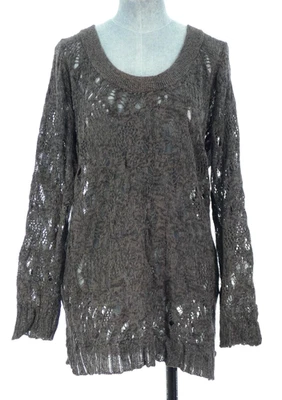 Noa Noa Jumper Crochet Open Knit Pointelle Melange Grunge Jumper Linen size S - Image 1 of 4