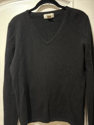 SUTTON STUDIO BLOOMINGDALES 100% КАШЕМИР V-ОБРАЗНЫМ ВЫРЕЗОМ ДЛИННЫМ РУКАВОМ ЧЕРНЫЙ СВИТЕР SZ.XL - Изображение 1 из 4