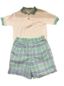 Vintage Rare Vintage KiteStrings Toddler Boys Plaid Short Set 4T -Preppy Classic - Picture 1 of 7