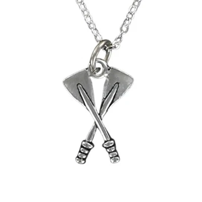 Collar REMOS CRUZADOS - Remos de peltre Equipo de remo Carrera Barco Sculling Tripulación Regalo Foto 1 de 4