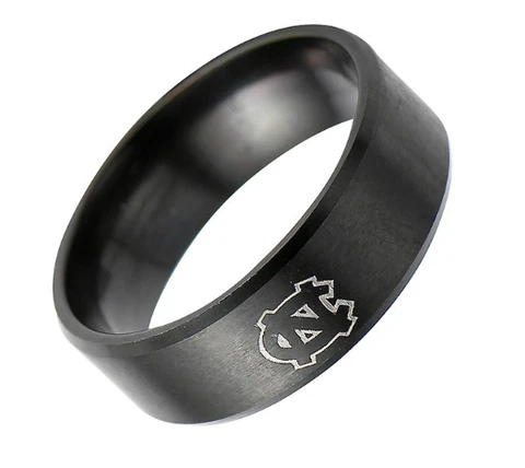 North Carolina Tar Heel Black Stainless Steel Engraved Ring Size 8 9 10 11 12 13 Cover