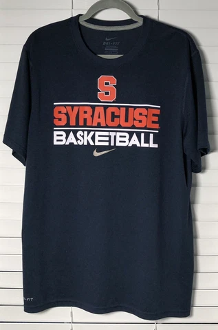 Syracuse Basketball T-shirt Nike Swoosh Dri-Fit Navy Size L Cover