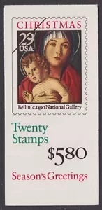 US 2710a BC83A Christmas Madonna & Child 29c booklet 20 #1 MNH 1992 - Picture 1 of 4