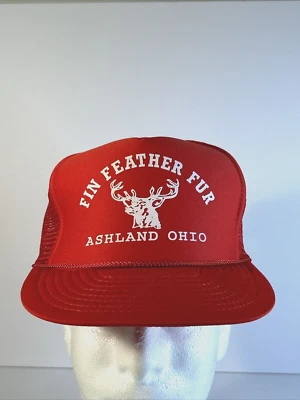Gorra de colección de aleta, pluma, piel sombrero espalda a presión malla de camionero gráfico Ashland, OH Foto 1 de 4