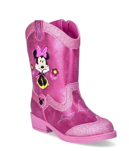 Girls Minnie Mouse Cowboy Boots Size 7 8 9 10 11 or 12 Faux Leather Disney - Picture 1 of 5