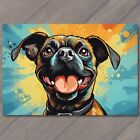 POSTCARD Pug Terrier Happy Dog Retro Pop Art Smiling Splash of Colors Cute Fun