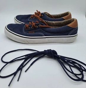 Vans Off The Wall Navy & Brown Canvas Pumps/Trainers - UK 7.5 - Picture 1 of 5