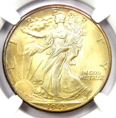1945-D Walking Liberty Half Dollar 50C - NGC MS67+ Plus Grade - $3,000 Value! - Image 1 of 4