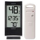 Indoor and Outdoor Thermometer w/ Temperature and Clock; Battery-Powered,Plastic
