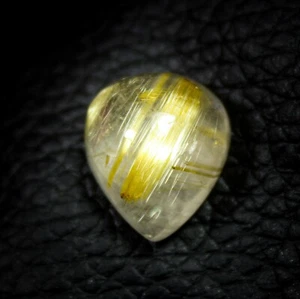 Natural Golden Rutilated Quartz Cabochon 10.00 Carats Pear Shape 15x15x5 mm - Picture 1 of 6