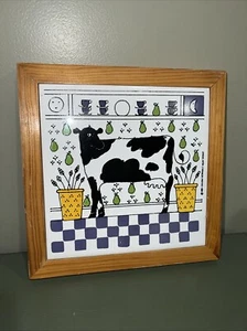 Lillian Vernon 1982 Cow Tile Trivet Wall Hanging Alan Wood Art Vintage Holstein - Picture 1 of 9