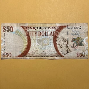 Guyana 50 Dollars Avg Circulated Paper Money -2016 - 50 years of celebration - Picture 1 of 4