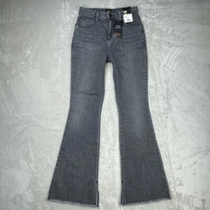Lee Heritage Inspired Flare Jeans High Rise Denim Slit Hem Dusty Black Size 4 - Picture 1 of 12