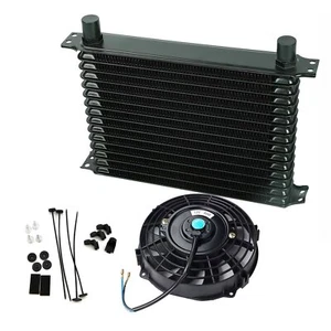 7" Fan + 15 Row Fit For Universal Aluminum Engine Transmission Oil Cooler Kit - Bild 1 von 10
