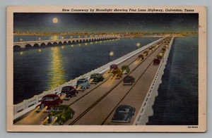 Luna Llena Luz de Luna Nueva Calzada 4 Carriles Carretera Coches Galvaston TX Pvt Clifford Davis - Imagen 1 de 2