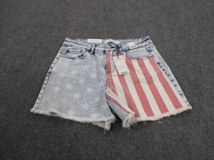 Judy Blue Shorts Adult L USA Flag Denim Jeans Cut Off High Waist Womens NEW - Picture 1 of 9