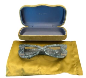 GUCCI Hollywood Forever 0710 Blue Pearl Green Wing Mask Sunglasses GG0710S 004 - Picture 1 of 9