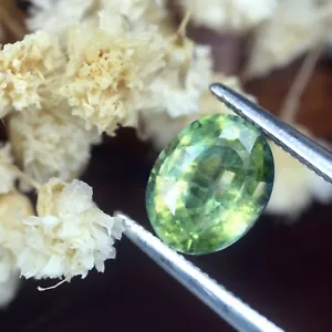 Fabulous Certified 1.41ct Natural Unheated Olive Green Sapphire Madagascar Oval - Picture 1 of 2