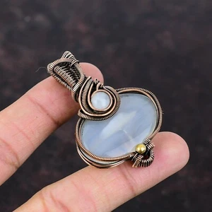 Natural Botswana Agate Rainbow Moonstone Wire Wrapped New Pendant Jewelry Copper - Picture 1 of 6