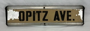 Vintage Art Deco OPITZ AVE. Street Sign TASSCO TOMCAT NEWARK, New Jersey - Picture 1 of 24