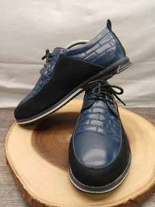 Gatsby Oxford Derby Orthopedic Leather Blue Shoes Men US Size 11 EU Size 43 - Picture 1 of 23