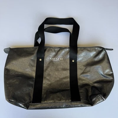 Coach Fragrance Tote bag metallic silver black travel overnight large purse - Image 1 of 4