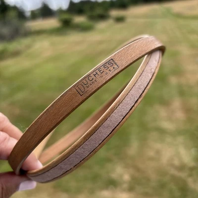 Antique Duchess Embroidery Hoop Felt Lined  6” round USA Made Wood Wooden - Image 1 of 4