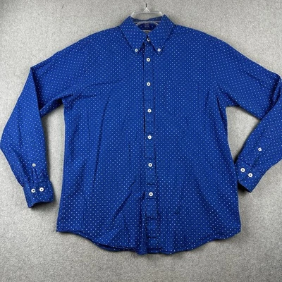 Camisa Brooks Brothers Para Hombre Mediana Azul Seersucker Lunares Calce Regente Abotonada Foto 1 de 4