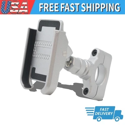 Soporte de manillar plateado para teléfono celular para Harley Honda Yamaha Suzuki Kawasaki Foto 1 de 4