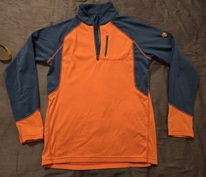 Descente 1/4 Zip Pullover Junior 14 Two Tone Orange/Teal, Minor Defect On Front - Picture 1 of 6