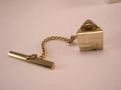 Faceted Sterling Silver Front Vintage SWANK Lapel Pin Tie Tack  v75 - Image 1 of 4