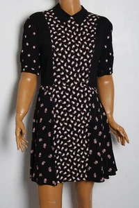 MIU MIU Women Dress Black Floral V-Neck Casual Bodycon Wrap Size IT 42 S - Picture 1 of 5