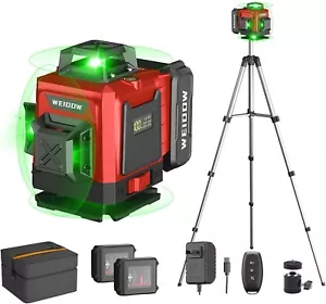 4D Laser Level 360° Self-Leveling Cross Line w/Tripod & two 4800 mAh Batteries - Picture 1 of 6