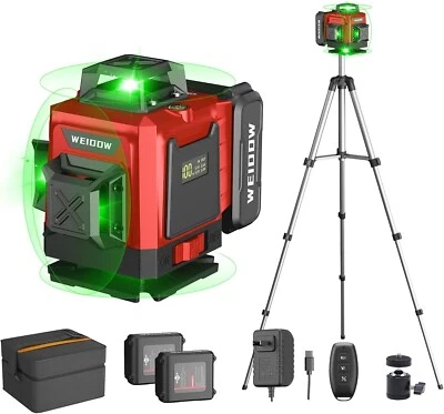 4D Laser Level 360° Self-Leveling Cross Line w/Tripod & two 4800 mAh Batteries - Image 1 of 4