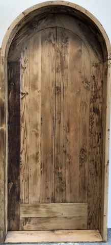 Rustic castle reclaimed lumber arched old growth Doug Fir solid door winery Cover
