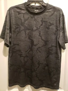 Zelos Medium Black/Gray Camo Jacquard Workout Short Sleeve T Shirt - Picture 1 of 4