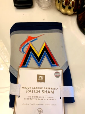 pottery barn Baseball Disney sport MLB MARLINS Gift boy pillow SHAM florida , - Image 1 of 2