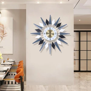 Large Starburst Metal Wall Clock Mid Century Modern Europe Style Decor 60x60cm - Picture 1 of 10