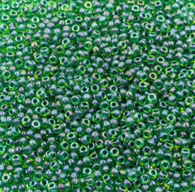 Vintage Glass Seed Beads Dark Blue Lined Green Miyuki Japan 22g 11/0 BB96-67 - Image 1 of 3