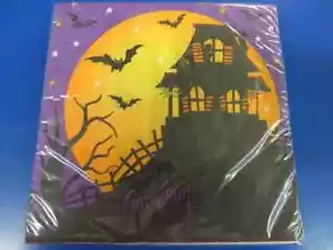 House Fright Haunted Witch Bat Carnival Halloween Party Paper Luncheon Napkins - Picture 1 of 1