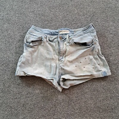 Pantalones Cortos Bullhead Mujer Talla 4 Junior Azul Tiro Alto Puños Denim Cintura 25 Foto 1 de 4