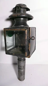 LANTERNE DE FIACRE FER ET LAITON XIXè BEL ÉTAT Ht 37 cm VERRES BISEAUTÉS - Bild 1 von 9