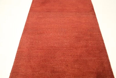 Hand Knotted Rust Afghan Gabbeh Wool Striped 3x4 Ft Area Rug - Image 1 of 4