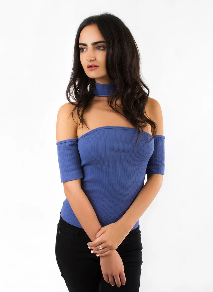 Gargantilha fora do ombro azul rosa P/M M/L por Active Basic USA T2589 - Imagem 1 de 2